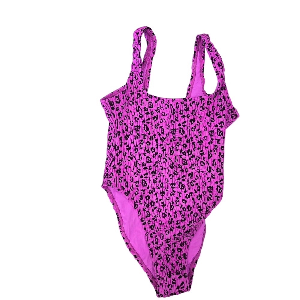 Good American Always Fits One Piece Swimsuit Pink Leopard Crinkle‎ GSW0964 S/M